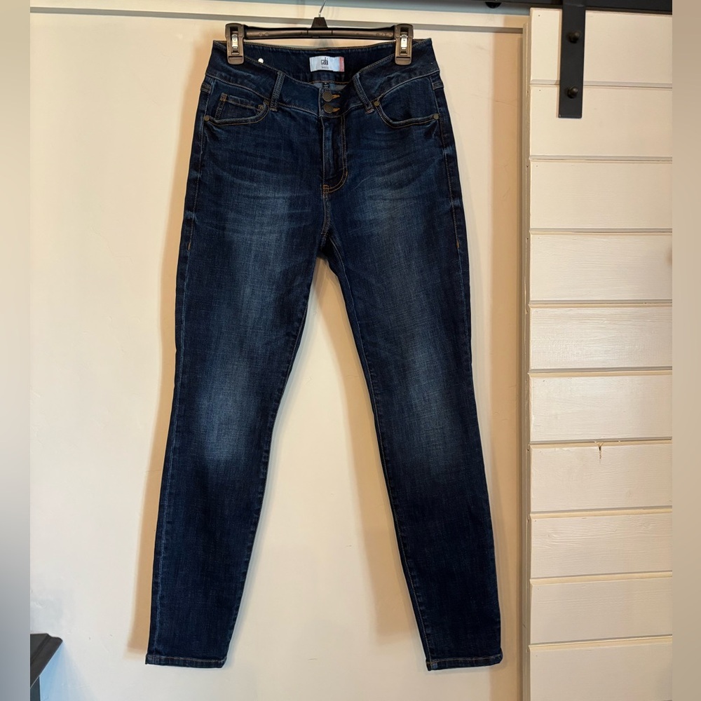 CAbi Dark Blue Cinch Skinny Jeans